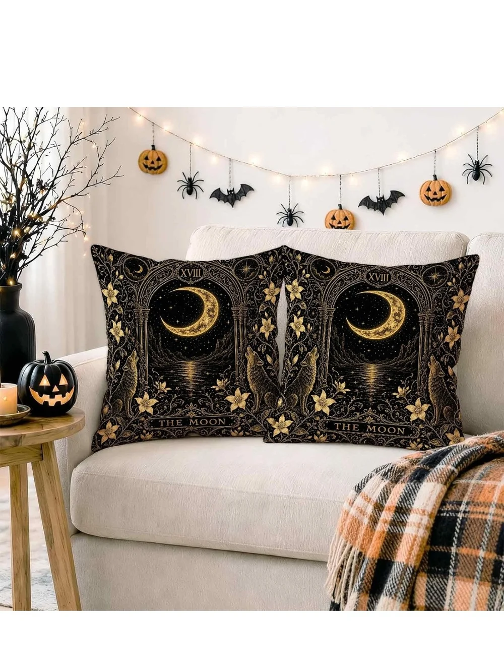 Mystic Moon Gold & Black Decorative Throw Pillow (Set of 2)